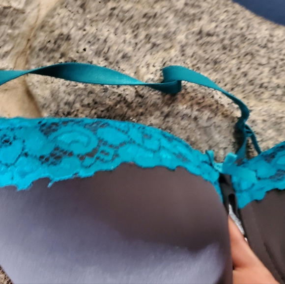 Gray Bra with Teal Lace Trim size 38C - Picture 14 of 16